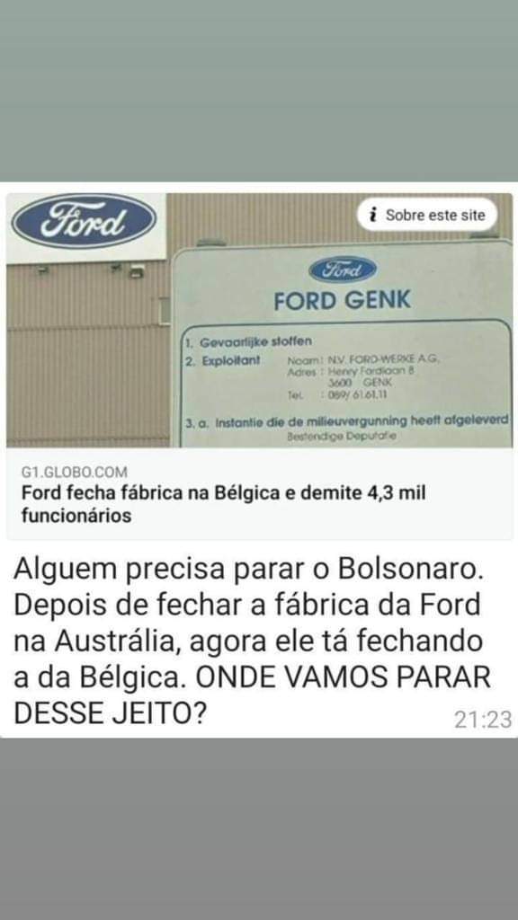 É falso! Ford fecha fábrica na Bélgica e demite 4,3 mil funcionários