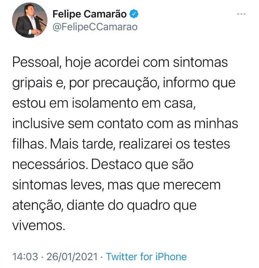 Secretario de Educação Felipe Camarão anuncia suspeita de&nbsp;Covid-19
