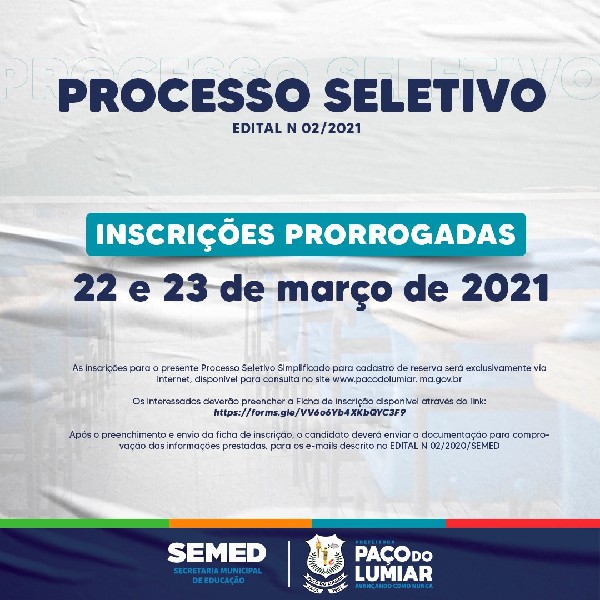 Prefeitura abre processo seletivo de contratação temporário na educação em Paço do&nbsp;Lumiar