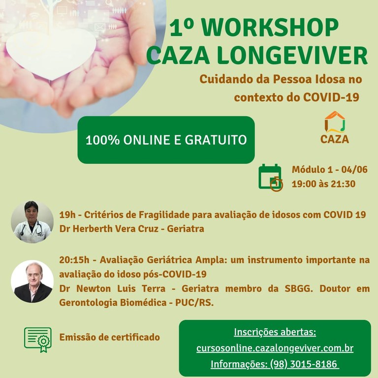 Workshop Caza Longeviver ocorrerá na sexta, 4, e focará nos cuidados com idosos na pandemia da&nbsp;covid-19
