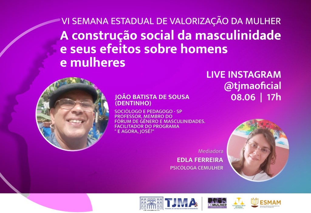 Live abordará sobre gênero, masculinidade e&nbsp;poder