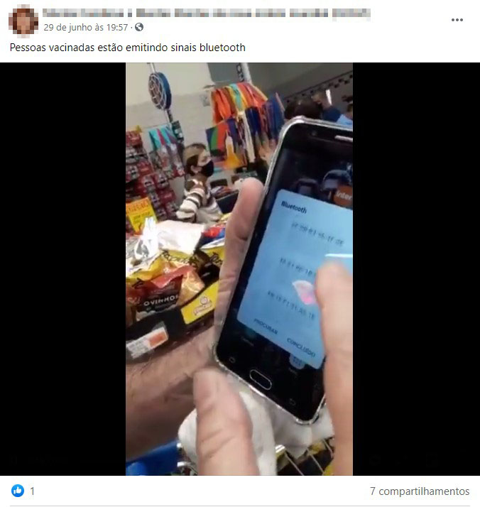 É falso que ativação de Bluetooth no celular mostra pessoas vacinadas nas&nbsp;proximidades