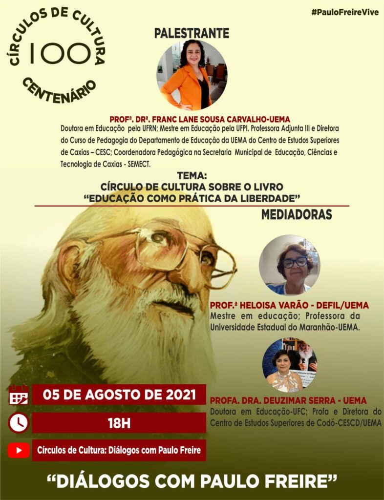 Círculo de Cultura “Educação como prática de liberdade” acontece nesta quinta&nbsp;(5)