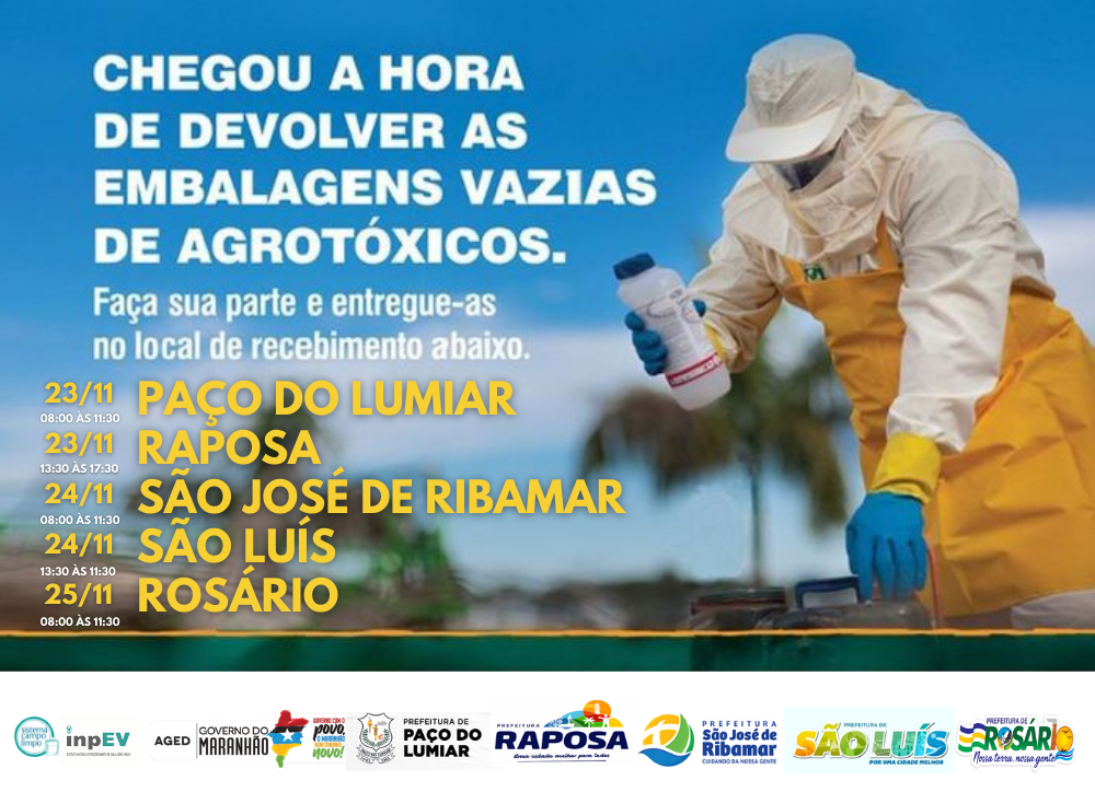Definidas datas para recebimento de embalagens de agrotóxicos, na Grande Ilha e&nbsp;Rosário