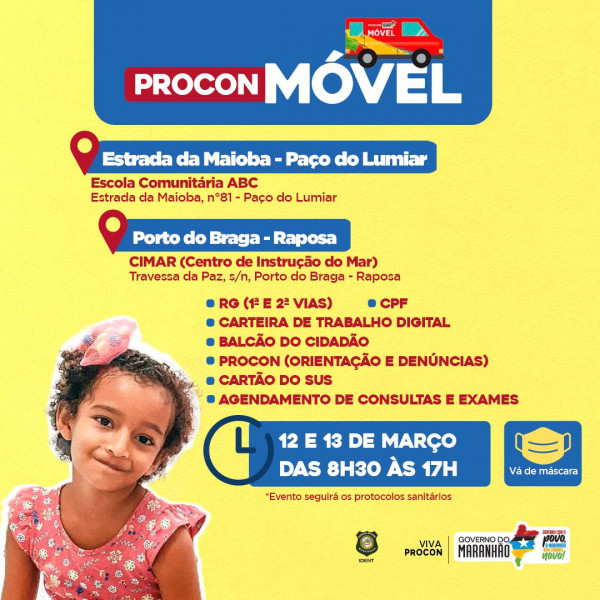 Procon Móvel estará em Raposa nos dias 12 e 13 de&nbsp;março