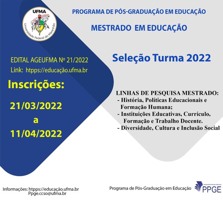 Abertas as inscrições para o Mestrado em Educação na&nbsp;UFMA