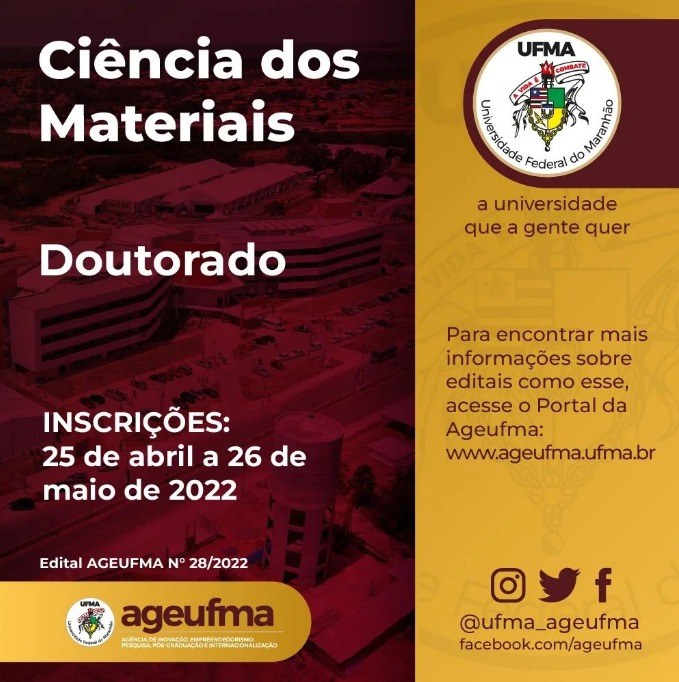 Abertas as inscrições, até o dia 26 de maio, para o seletivo do Doutorado em Ciência dos&nbsp;Materiais