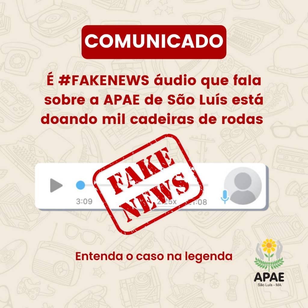 É falso que APAE de São Luís está doando mil cadeiras de rodas e de&nbsp;banho