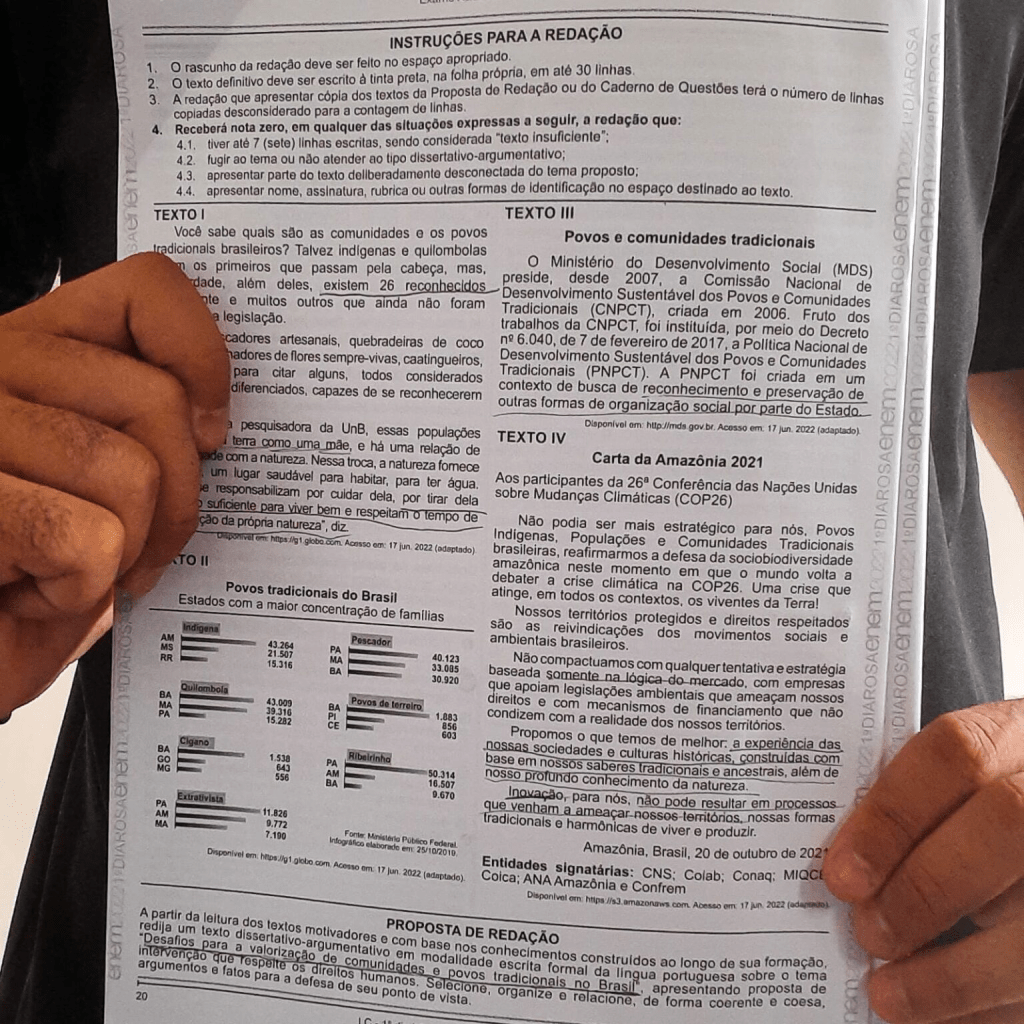 Correção da prova de redação do Enem 2022 começa na próxima quarta-feira&nbsp;(14)