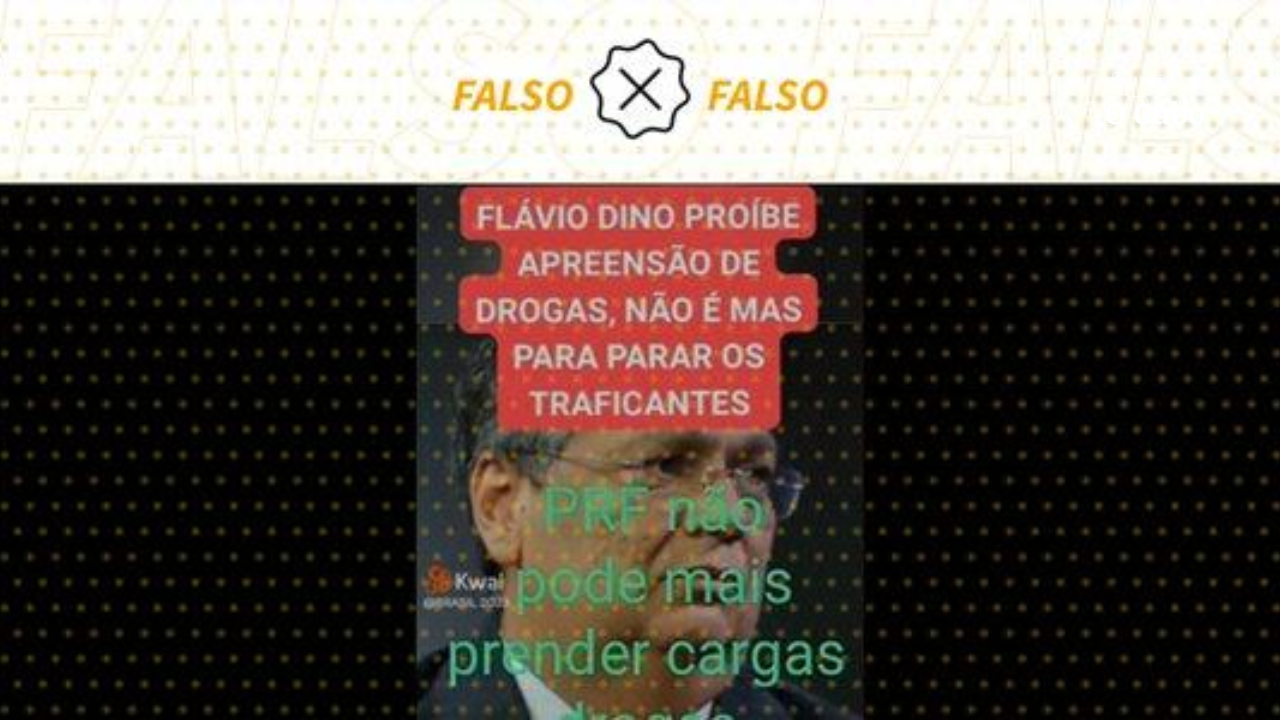 É falso que Flávio Dino proibiu PRF de apreender drogas