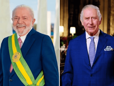 Presidente Lula conversa com o rei Charles, do Reino&nbsp;Unido