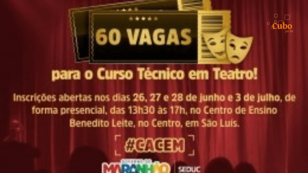 Encerram nesta segunda-feira (3) as inscrições para o curso Técnico em Teatro, no&nbsp;CACEM