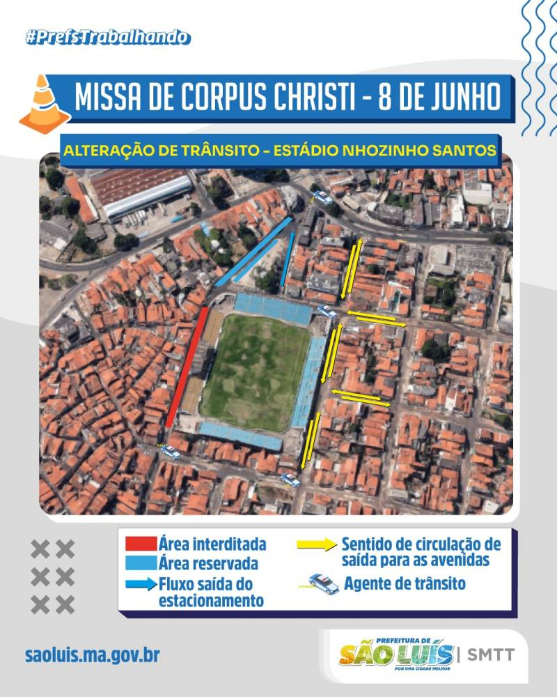 Prefeitura de São Luís realiza ações no trânsito durante o Corpus Christi nesta quinta&nbsp;(08)