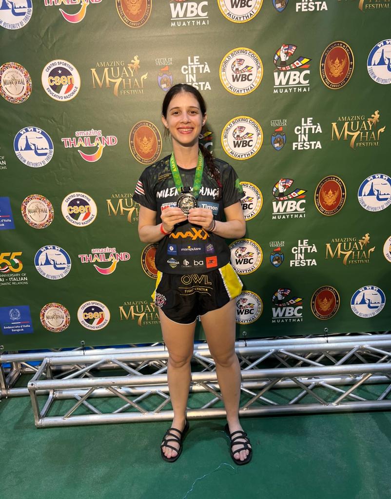 Timonense Milena Assunção conquista pódio em Campeonato Mundial de Muay Thai na Itália