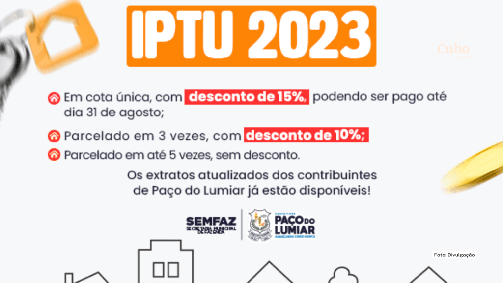 Prefeitura de Paço do Lumiar inicia campanha para arrecadação do IPTU 2023 com descontos para pagamento à vista ou&nbsp;parcelado