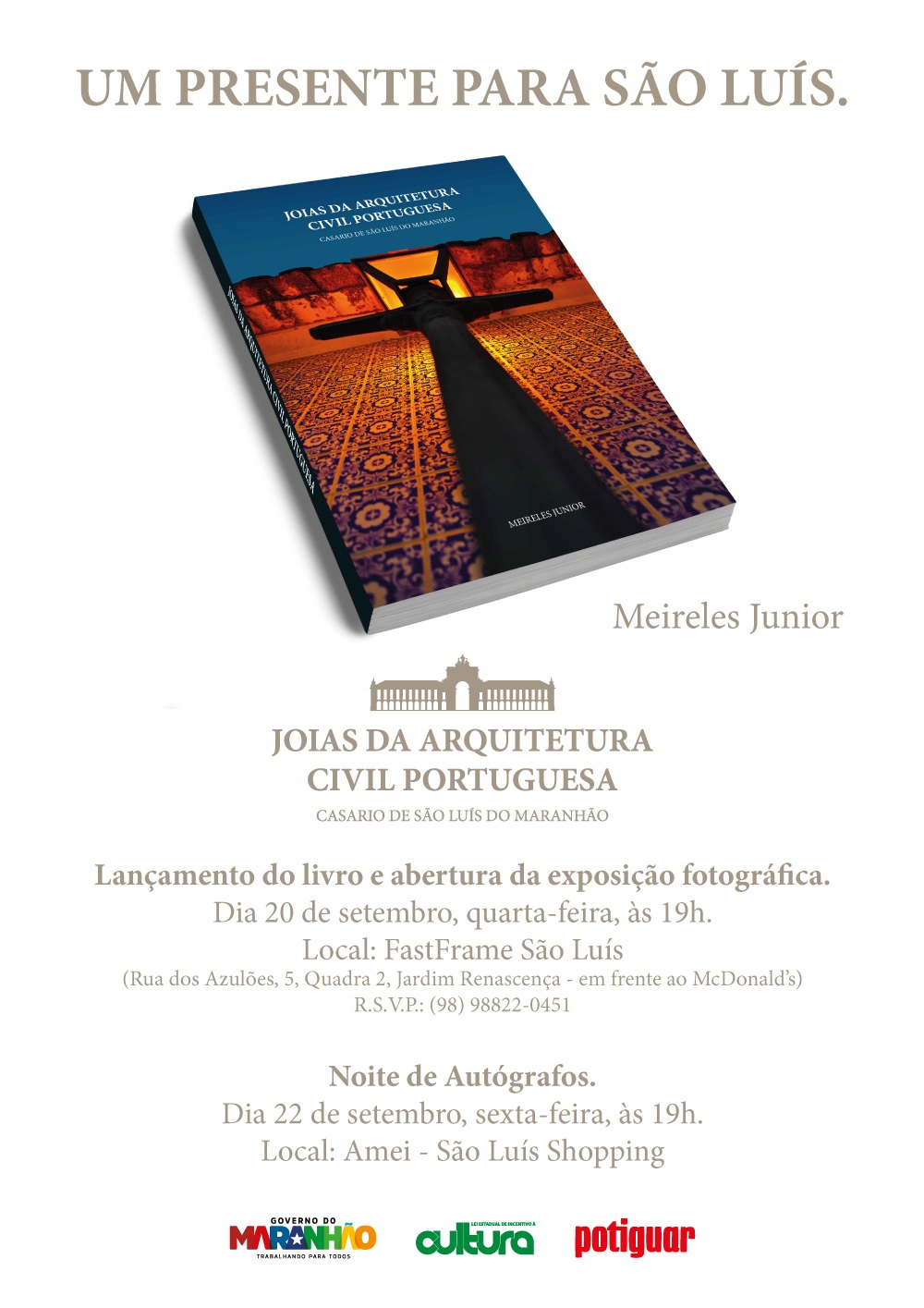 Duplo lançamento do 10º livro de Meireles Jr.: Joias da arquitetura civil&nbsp;portuguesa.