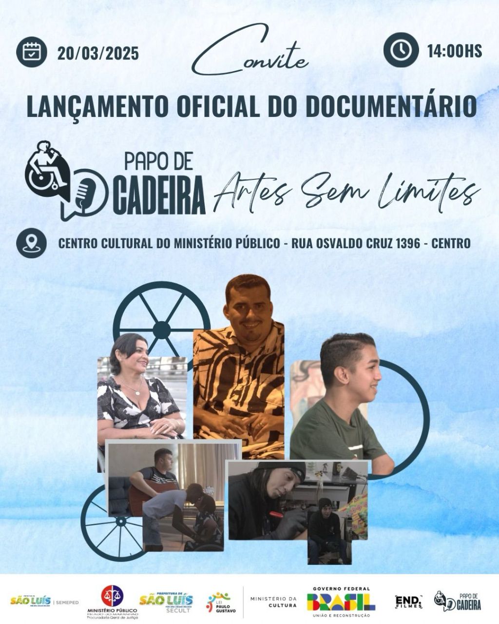 Documentário “Papo de Cadeira: arte sem limites” estreia hoje no Centro Cultural do Ministério Público do&nbsp;Maranhão