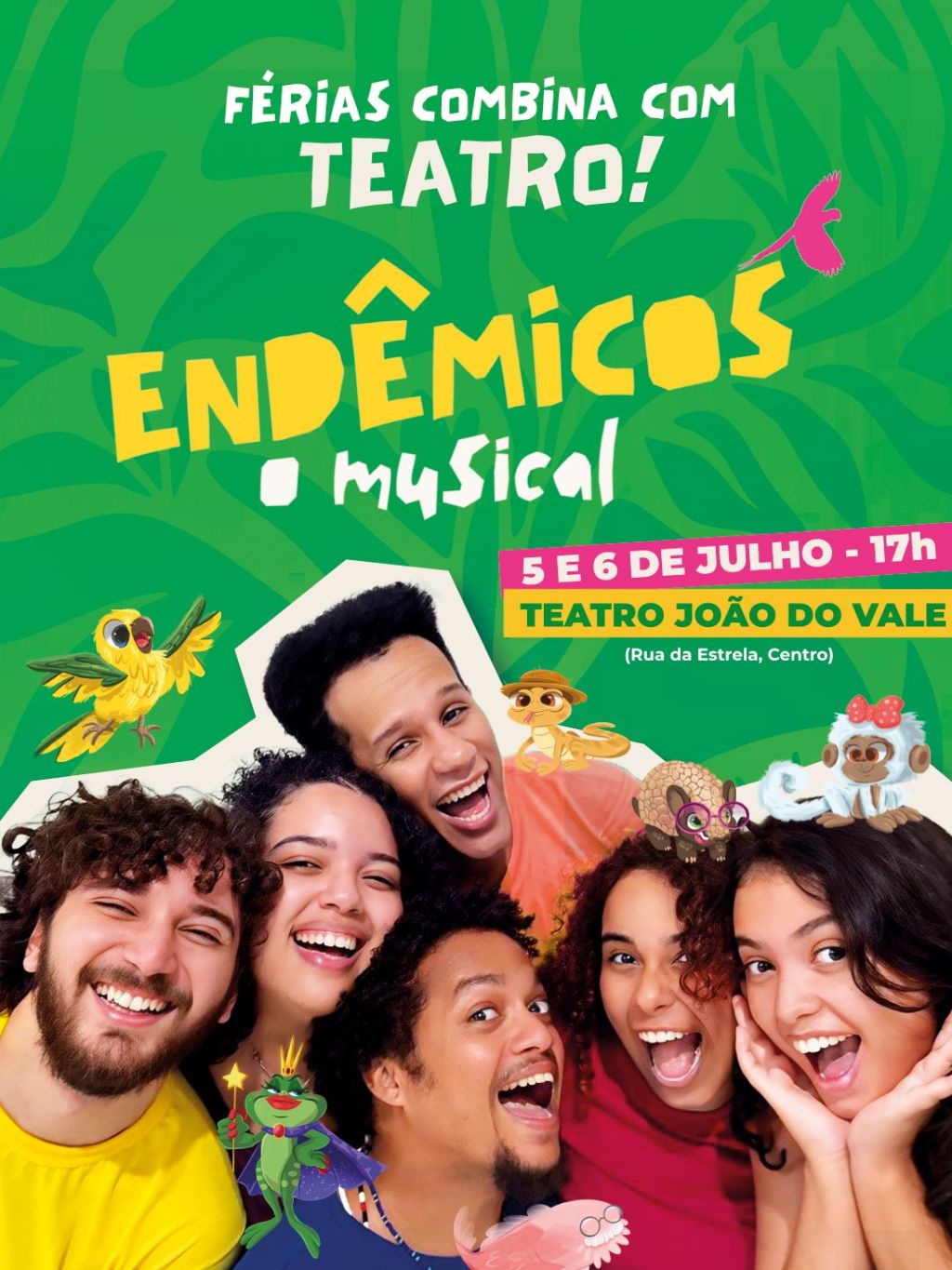 Musical Endêmicos mistura diversão, aventura e consciência ambiental no Teatro João do&nbsp;Vale