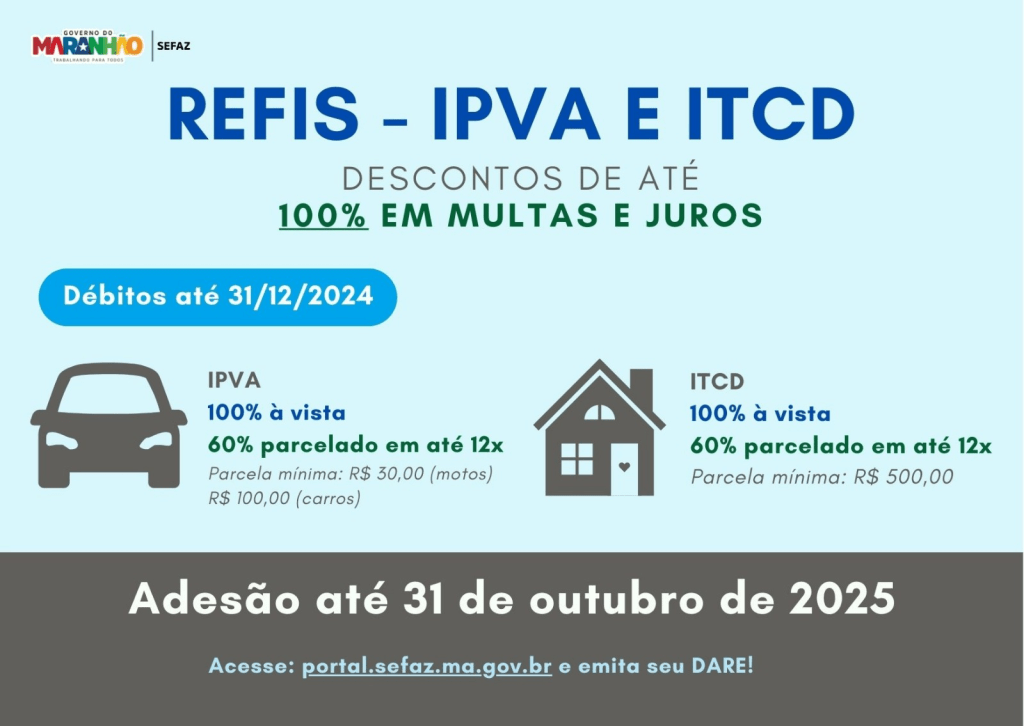Maranhão lança programa de refinanciamento de dívidas de IPVA e&nbsp;ITCD