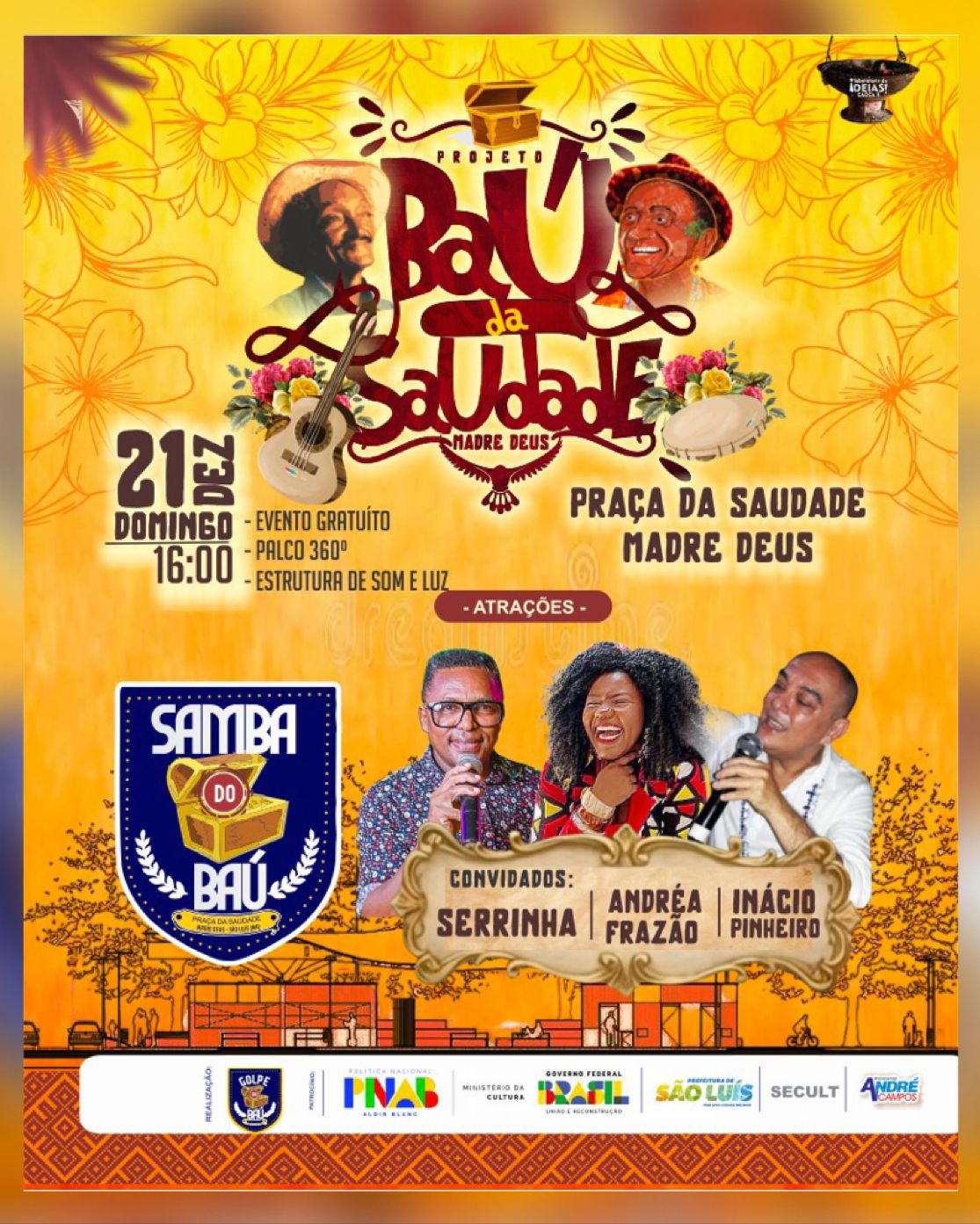 Golpe do Baú celebra a memória musical da Madre Deus com grande roda de samba gratuita na Praça da&nbsp;Saudade